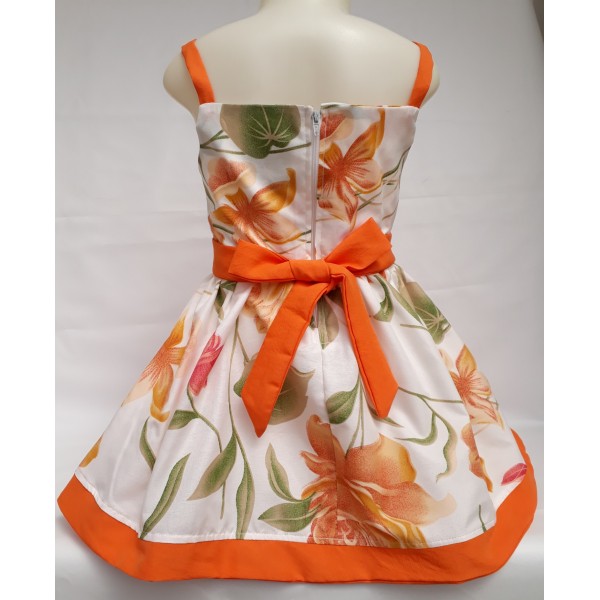 Vestido Social Laranja com Alça - 1,2,3